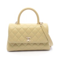 【二手】香奈兒 (Chanel) Coco Handle Flap Matelassé 2WAY A92990 橄欖魚子醬紋小牛皮（粒面小牛皮）Coco Handle Matelassé 2-way 