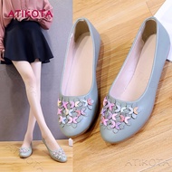 Atikota Shop รองเท้าคัชชูผู้หญิง รองเท้าแฟชั่นผญ รองเท้าส้นเตี้ยผญ น่ารัก สไตล์เกาหลี