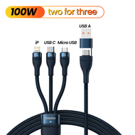 Baseus 3 in 2 USB C Cable PD 100W Super Fast Charging Cable for iPhone 14 13 Pro 12 11 Micro USB Typ