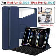 For iPad Air 13 2024 iPad Pro 13 2024 360° Rotation Acrylic Back Cover Keyboard Case