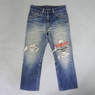 【工工】Levi's 517 Raw Denim Straight Jeans 水洗刷色 紅線車縫 破壞 直筒牛仔褲
