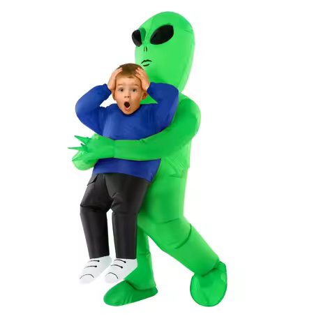 Green ET Alien Inflatable Costume Scary Green Alien Cosplay Costume for Adult Party All Saints'Day P