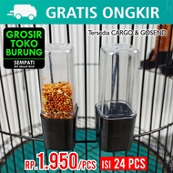 SEMPATI GROSIR Dispenser Cepuk Tabung Pendek Isi 24 Wadah Tempat Pakan Minum Burung Lovebird Kenari 