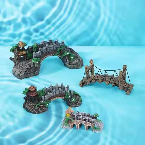 1pc aquarium bridge decoration resin aquarium ornament, realistic bridge and small bridge landscape