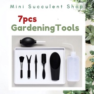 7pcs Black Gardening Tool Set Terrarium Succulent Cactus Plants DIY Tools Alat Menanam 多肉植物 种植工具组 黑色