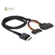Gen 4 Oculink SFF-8611 4I to PCIe SFF-8639 U.2 NVMe with  15P Male Power Server Cable