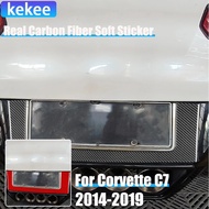 Real Carbon Fiber Car Accessories Rear License Plate Frame Trim Cover Soft Sticker For Corvette C7 L