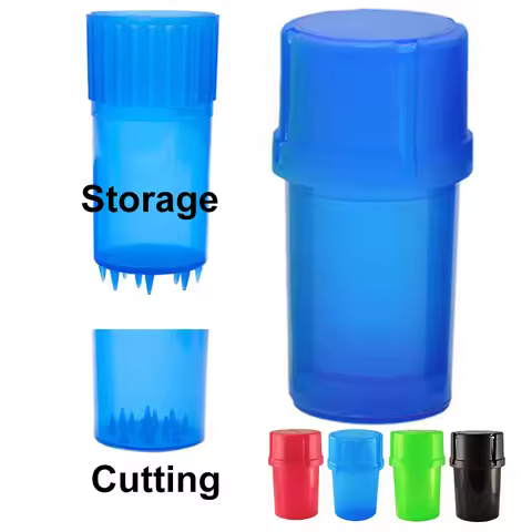 Herb Storage Container and 40MM Grinder Plastic Tobacco Grinder 75ML moke Spice Crusher Hand Muller 