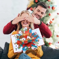 Mary Elegant 3D Christmas Flower Card Beautiful Paper Card Craft for Holiday Wishes