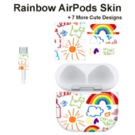 Pastel Floral & Cute Cartoon Full Wrap Skin Stickers Compatible for AirPods Pro 2 3 / Air Pod 4 Anti