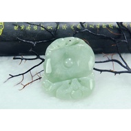 [Disk Crystal] [Fu In Front Of Eyes] Old Pit Ice Waxy Green Jade~Bat Ancient Coin Carving Pendant ET