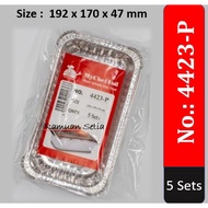 4423-P MyChef Rectangle Aluminium Foil Tray with Clear Lid | 5sets