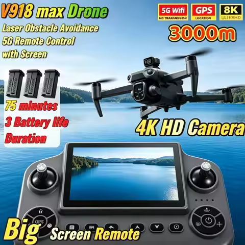 V918 Max Drone Remote Control with LCD Screen Gifts RC Quadcopter 3000M FPV Professional Camera 8K G