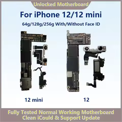 Fully Tested Authentic Motherboard For iPhone 12 12 Mini 64g/128g/256g Unlocked Mainboard Face ID Cl
