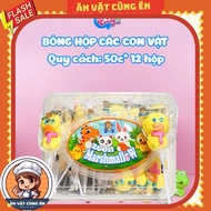 Box of 50 cotton candy skewers shaped like rabbits, ducks, cats, animal-shaped marmallow cotton cand