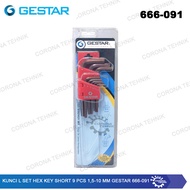 Gestar 666-091 L Key Set Hex Key Short 9 Pcs 1.5-10 mm