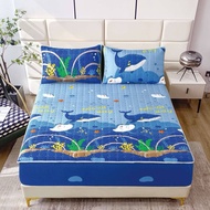 ผ้าปูที่นอนเสริมใย3.5ฟุต 5ฟุต 6ฟุตป้องกันไรฝุ่นหนานุ่มเป็นผารองนอนในตัว ราคาถูก รัดมุม360องศา พร้อมป