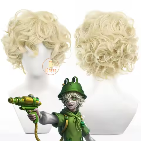 Identity V Fire Investigator LEONARD Cosplay Wig Florian Brand Blonde Short Curly Hair Halloween Par