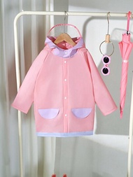 Impermeable estilo mochila con unicornio lindo y bloques de color para niñas, adecuado para todas las temporadas