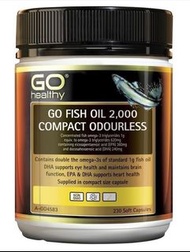 💜澳洲原廠直送💜Go Healthy Go Fish Oil 2,000mg Odourless Capsules 230c 高之源 無腥味深海魚油膠囊230粒😍提供相當於2,000mg天然魚油的EP