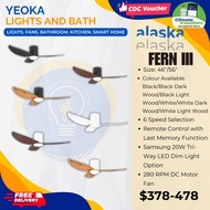 [YEOKA LIGHTS AND BATH] ALASKA FERN3 46/52 Inch DC Motor Ceiling Fan With 3 tone LED Light and Remot