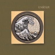 EMJOUR Embroidery Sticker Card-Black White Kanagawa Surfing | Katsushikawa Souvenir Gift Zoo Card St