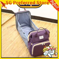 [SG Lucky Store][SG Stock]Mummy Bag Baby Bag Multifunctional Portable Stroller Bag with Folding Bed 