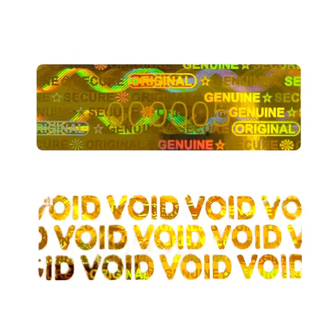 Gold Tamper Evident Holographic Stickers Labels, High Security Void Warranty Seal, Hologram Stickers