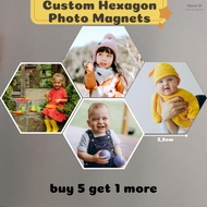 Mar10 Custom Hexagon Photo Magnets - 11x9.5cm & 8x7cm | Personalized Fridge Decor, Custom Print