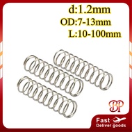 Compression Spring Stainless Steel 304 / SUS304 Pressure Spring d1.2mm * OD7-13mm * L10-100mm【BY11-M