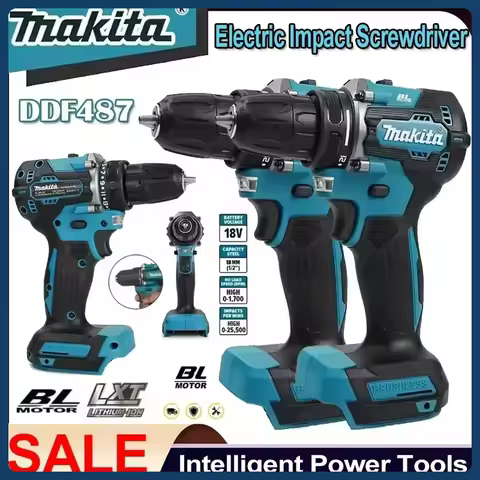 Makita brushless Power Tool DHP487 rechargeable impact drill, high-torque electric screwdriver Tool