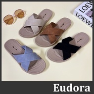 [Eudora] Vacation Slippers Sandals Lightweight Cross Flat Soft-Soled Shoes