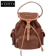 Miu Miu，近全新，5BZ043帆布x皮革雙肩包 [二手]