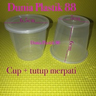 isi25PC CUP + TUTUP 150ml MERPATI gelas plastik pp puding pudding jelly selai rujak kecil mini polos