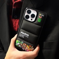 Cute Super Mario down jacket phone cases for iphone 16 15 Pro Max 14 Pro Max 14 plus 13 Pro Max i13 
