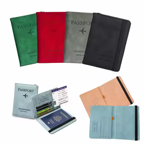 PU leather card holder, passport holder, RFID passport cover, multi-functional ID bag.zwq