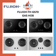 FUJIOH FH-GS70 SERIES 2 / 3 BURNER DOUBLE INNER FLAME STAINLESS STEEL / BLACK GLASS GAS HOB