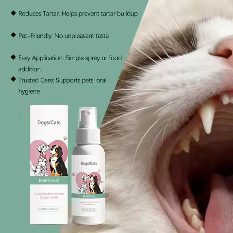 Pet Oral Spray No Rinse Dog Cat Teeth Cleaner Remove Plaque Tartar Eliminate Bad Breath Fresh Breath