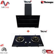 (Tecnogas) เครื่องดูดควันแบบกระโจม 90 ซม. TNP HD 90 SLOPE B + เตาแก๊ส 2 หัว ขนาด 71 ซม. TNS HB 20714