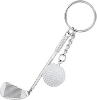 Z56-B Golf Racket and Ball Charms Pendants Keychain Key Ring (1 Set), Silver, 8.5 cm (H) x 3.2 cm (W