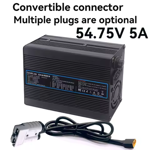 Detachable connector 54.75V 5A Aluminum case Lifepo4 Battery Fast Charger For 48V 15S Lifepo4 Batter