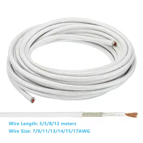 3-12Meter 7AWG-17AWG High Temperature Wire Mica Glass Fiber Electronic Wire Insulated Heat Resistant