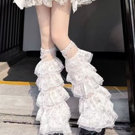 Lace Calf Socks Socks Female Y2K Hot Girl Leg Cover Multi-Layer Mid-Leg Socks Flared Wide-Leg Socks 