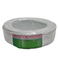 2 Core x 40/0076 (0.75mm) White PVC Flexible Wire Supply Electrical Cable
