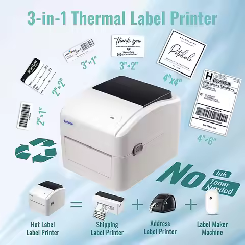 4Inch Thermal Waybill/Label Address Printer QR Barcode 25mm~115mm Paper Xprinter XP-420B 460B D463B 