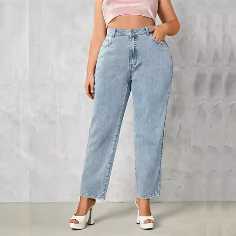 Plus Size Women Jeans Autumn Dark Blue 175cm Tall Stretchy and Loose Washing Straight 6XL 100Kgs Cur