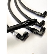 Motorcycle Oil Drain Hose Fitting Size An6 90 Degree Bend + Carbon 25cm All Pieces Are Newly Assembl