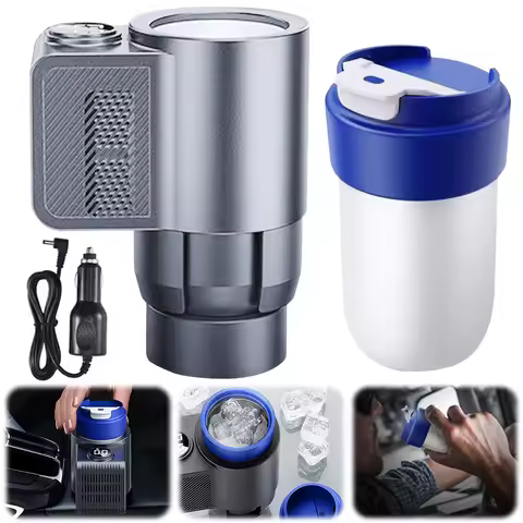 2 In 1 Car Heating Cooling Cup with Temperature Digital Display Electric Beverage Warmer Cooler 12V 