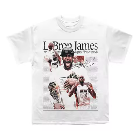 LeBron James Mens White Cotton TShirt Casual Streetwear