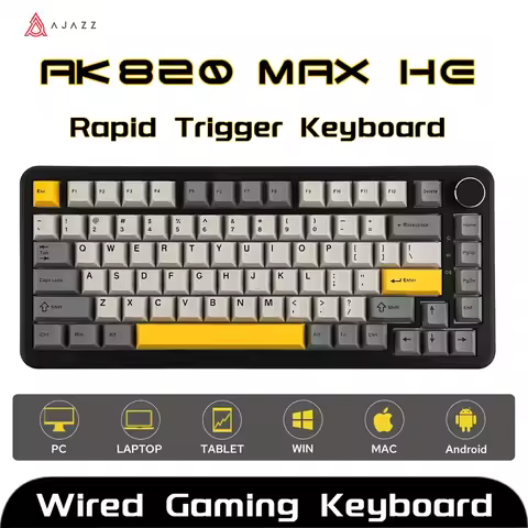 AJAZZ AK820 MAX Wired HE Effect Magnetic Switch Gaming Keyboard Gasket Structure Full-Key Hot-swappa